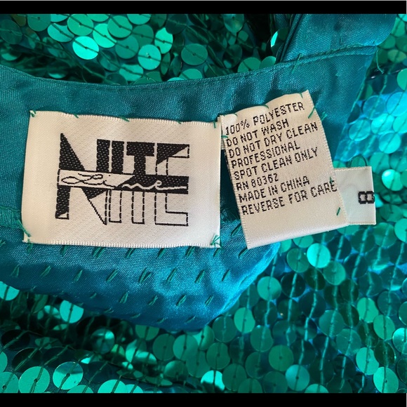NWT Vintage Teal Sequin Dress With Cutouts By NiteLine Della Roufogali Size 8 - Picture 9 of 10